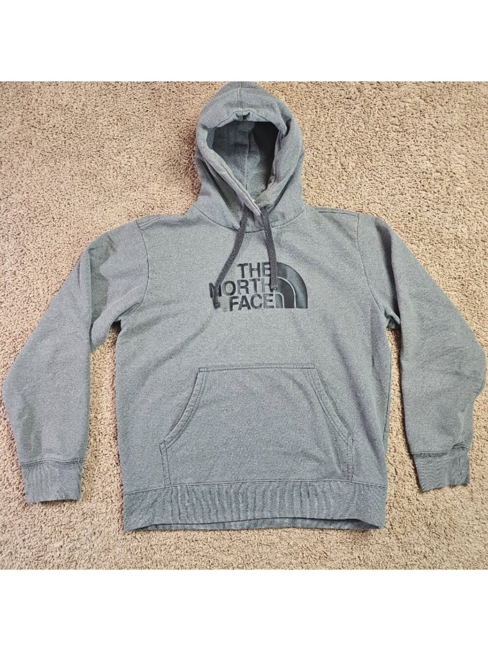 The North Face Mens Gray Pullover Hoodie Sweatshirt Size M Logo Fleece Cotton